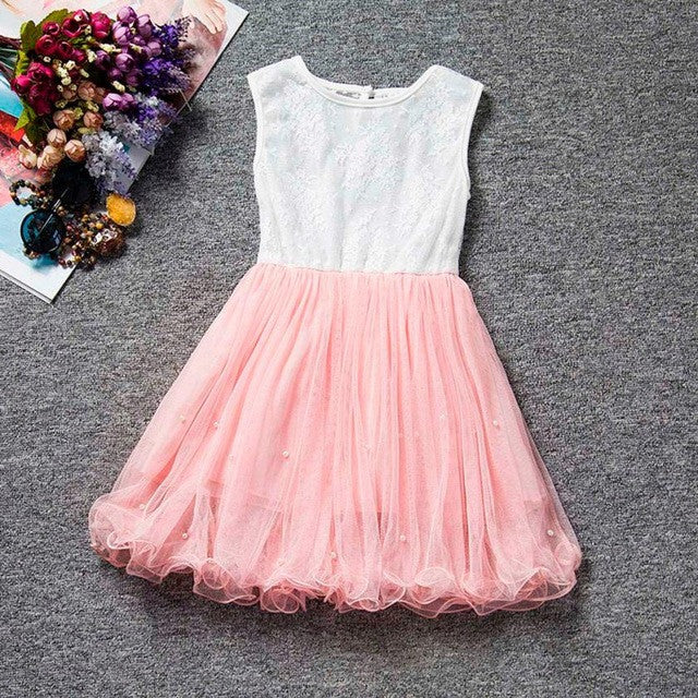 Girls Princess Party Dress Flower Sleeveless Summer Lace Mini Tutu Dresses Gown robe fille enfant Costume Clothing For Girls