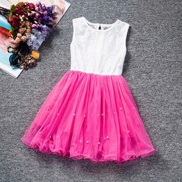 Girls Princess Party Dress Flower Sleeveless Summer Lace Mini Tutu Dresses Gown robe fille enfant Costume Clothing For Girls