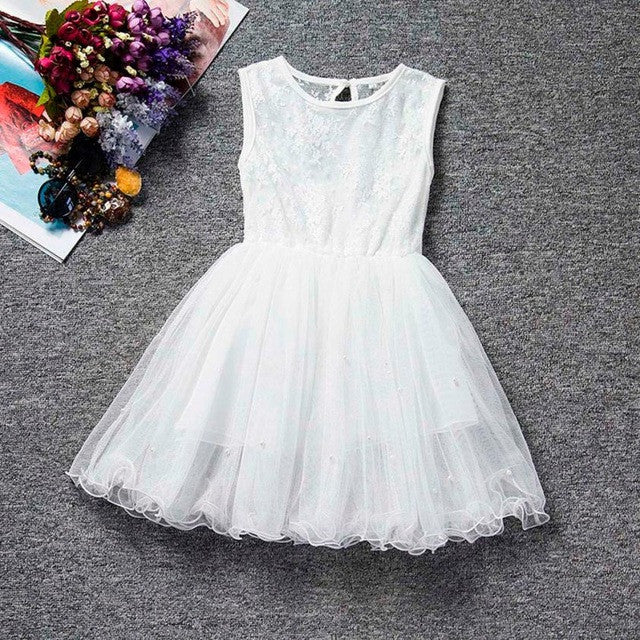 Girls Princess Party Dress Flower Sleeveless Summer Lace Mini Tutu Dresses Gown robe fille enfant Costume Clothing For Girls
