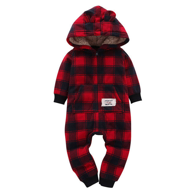 2017 Autumn Hoodies Rompers Baby Boy Girl Fleece Romper Winter Thick Jumpsuit Roupa Infantil Printed Pattern Jumpsuits Clothes