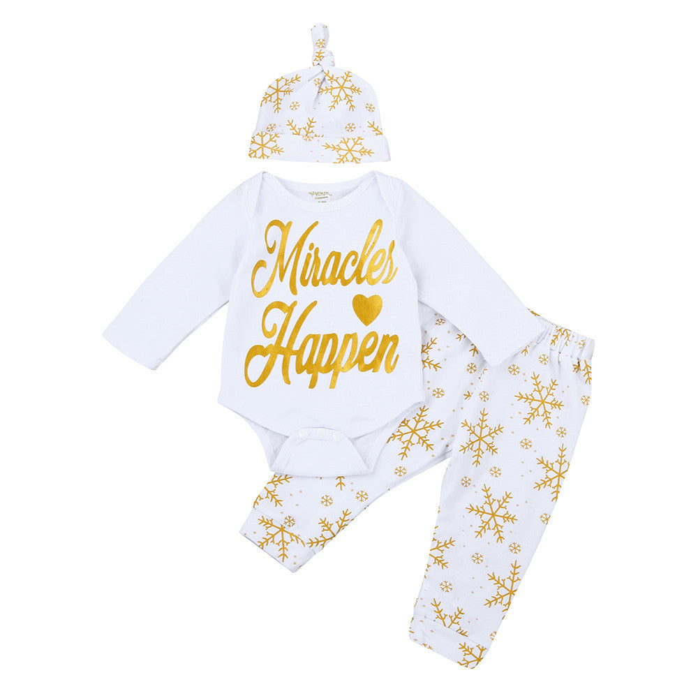 2017 Newborn Baby Boys Girls Clothes Tops Romper Pants Leggings Hat Outfits 3PCS Set