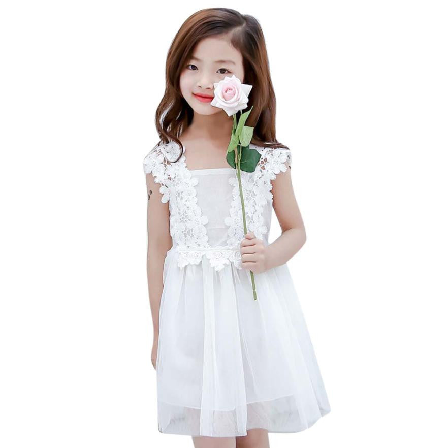 Robe Enfant Princess Lace Dresses Bowknot 2017 Children Dress Kids Birthday Party Wear Lace Tutu Dresses Baby Girls Clothes