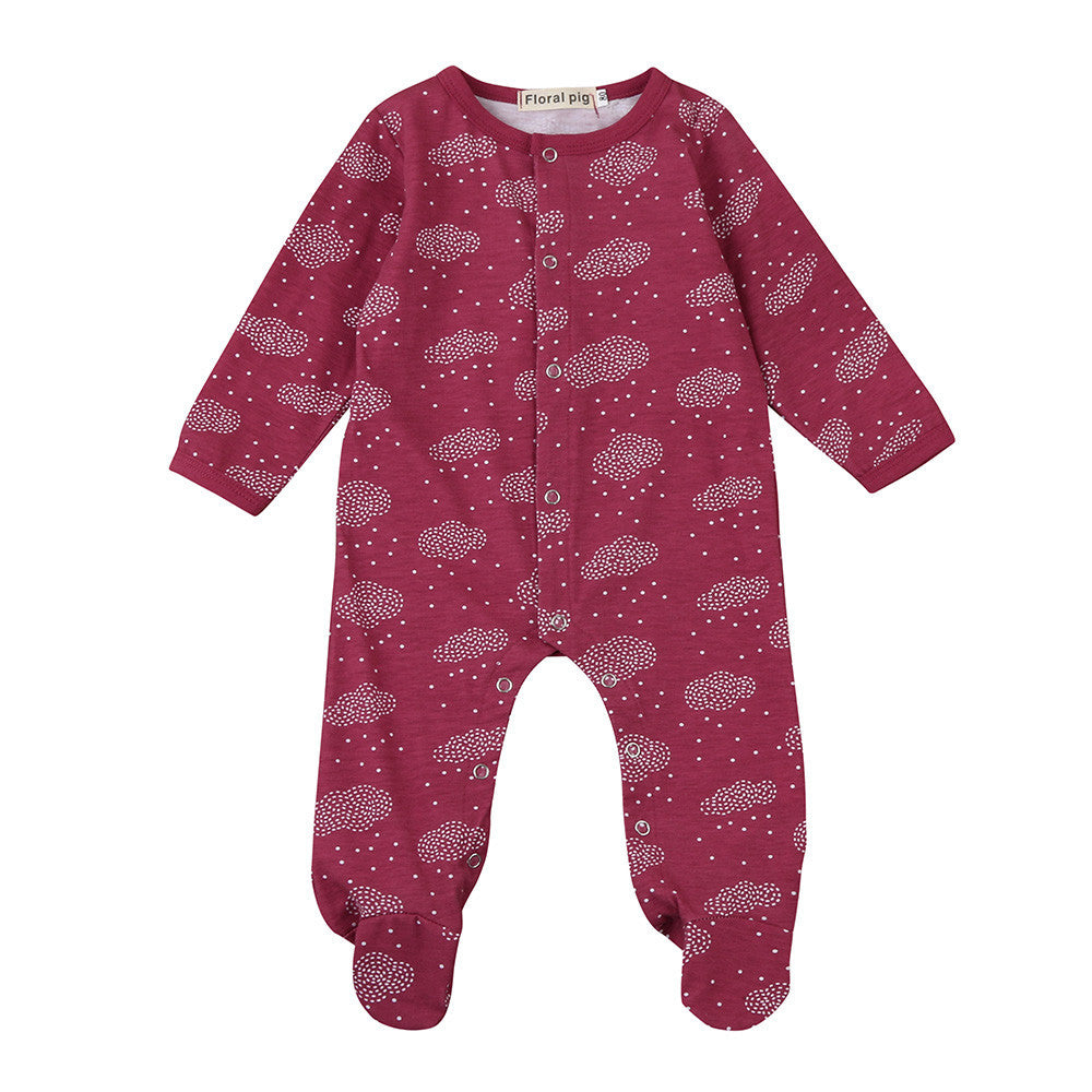 Newborn Toddler Baby Boys Girls Clouds Printed Romper Pack feet Jumpsuit Outfits baby Clothes drop ship