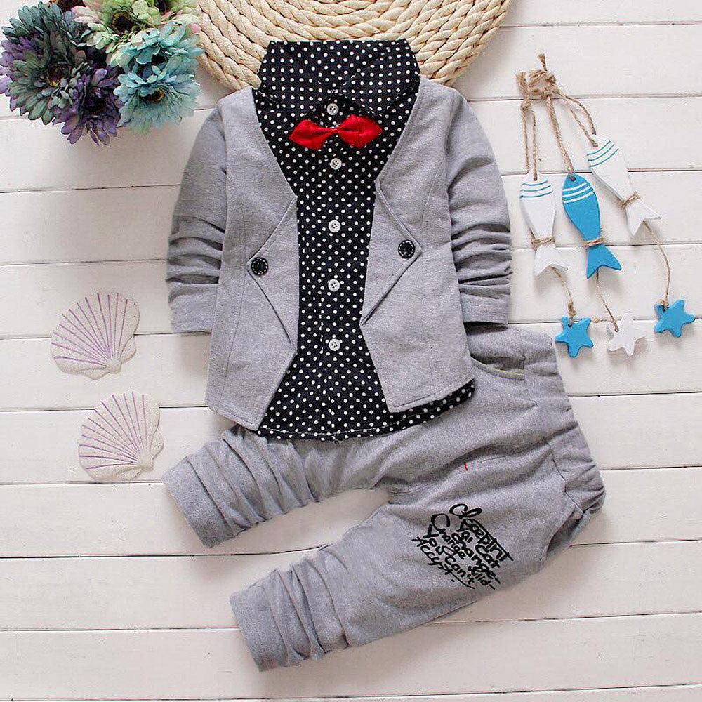 Kid Baby Boy Gentry Clothes Set Formal Party Christening Wedding Tuxedo Bow Suit