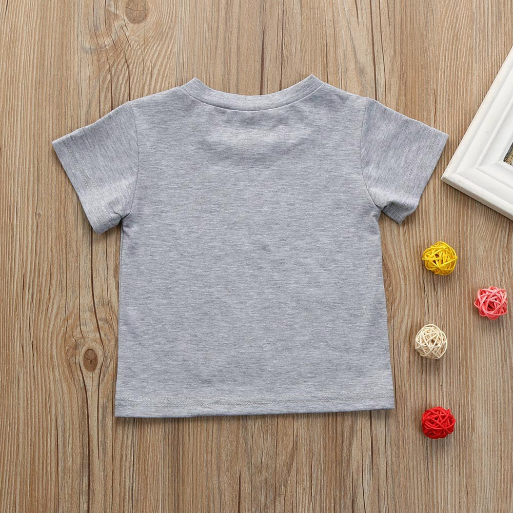 Toddler Kids Baby Boys Clothes Short Sleeve Letter Printing Tops T-Shirt Blouse