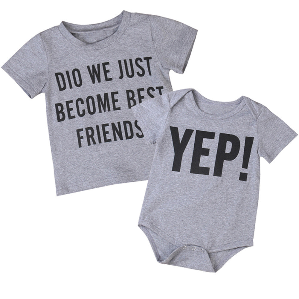 Toddler Kids Baby Boys Letter Brother Matching Clothes T shirt Tops Outfits