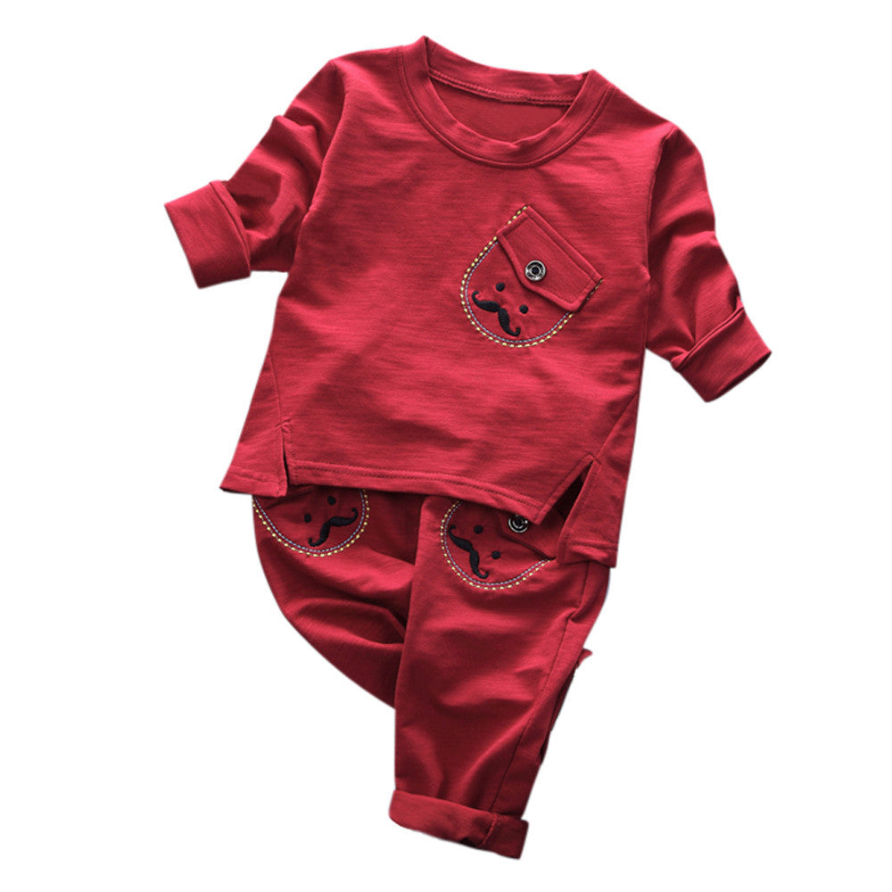 Newborn Infant Baby Boys Girls Long Sleeve Tops Shirt+Pants Outfits Set