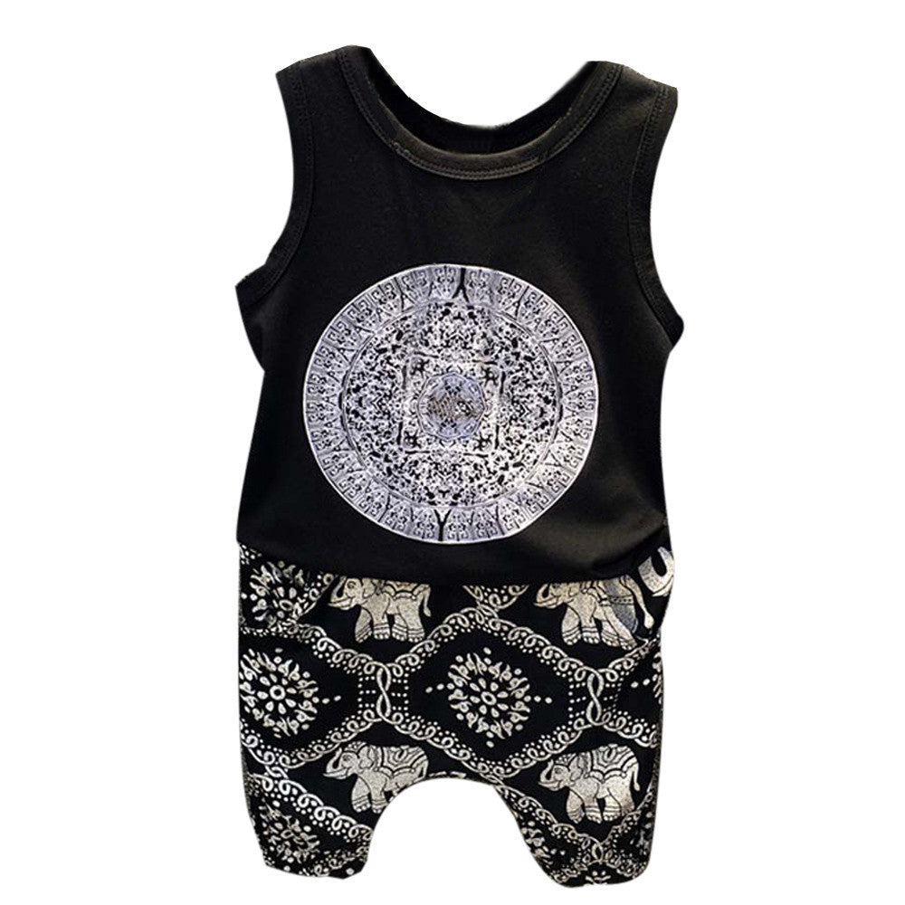 2pcs Toddler Kids Baby Girls T-shirt Tops+Pants Summer Beach Outfits Clothes Set