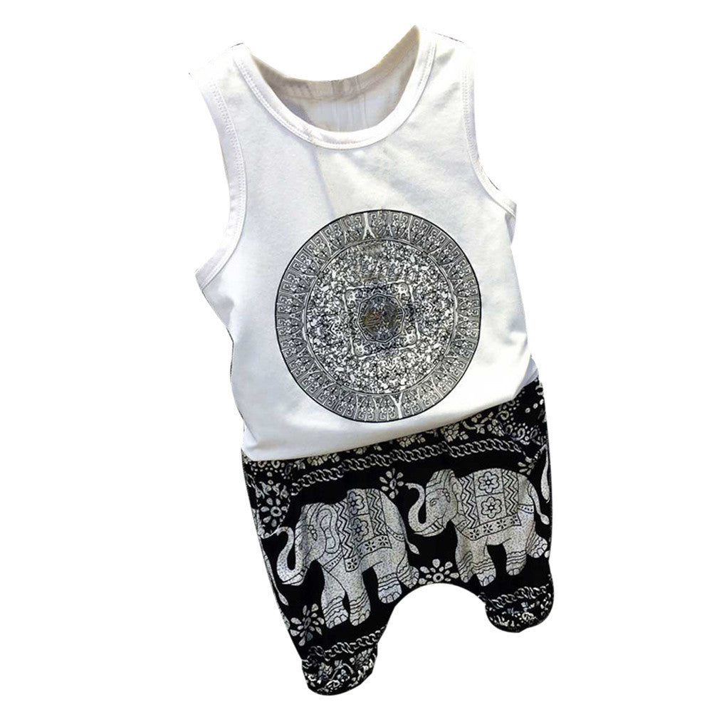 2pcs Toddler Kids Baby Girls T-shirt Tops+Pants Summer Beach Outfits Clothes Set