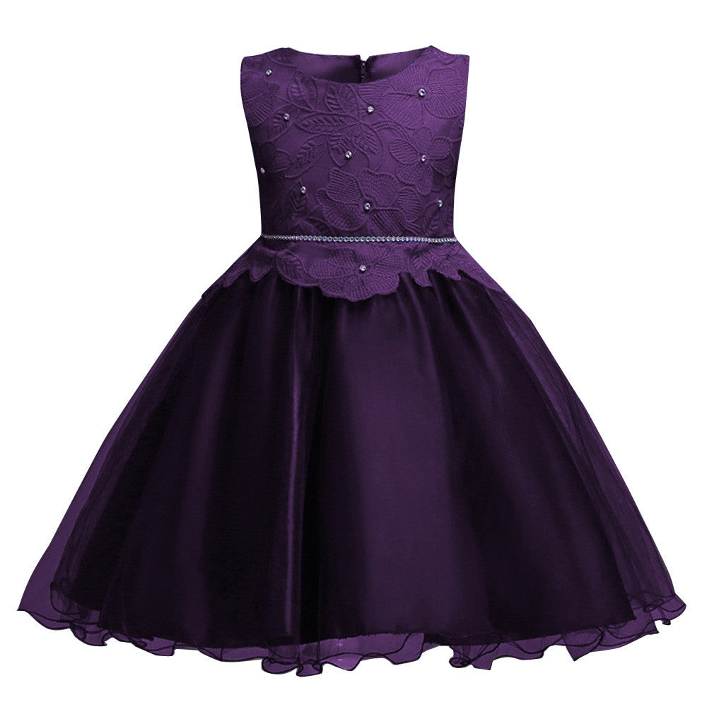 Flower Girl Princess Bridesmaid Pageant Lace Tutu Tulle Gown Party Wedding Dress